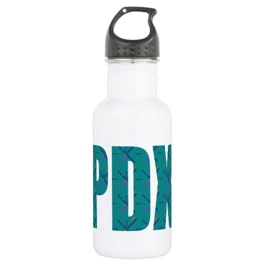 PDX Portland Flughafen-Teppich-Text Trinkflasche (Vorderseite)