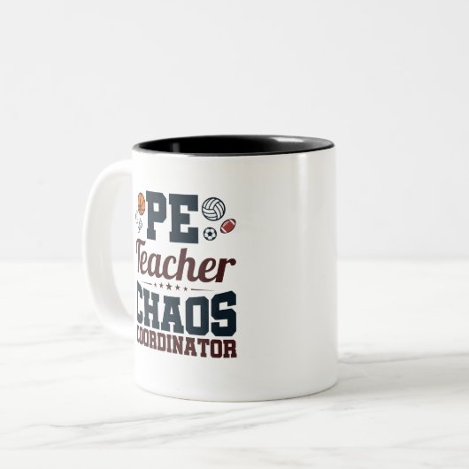 PE Lehrer Chaos Koordinator Zweifarbige Tasse (Vorderseite Links)