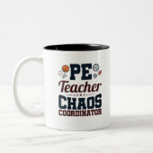 PE Lehrer Chaos Koordinator Zweifarbige Tasse (Links)