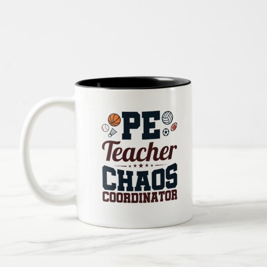 PE Lehrer Chaos Koordinator Zweifarbige Tasse (Links)