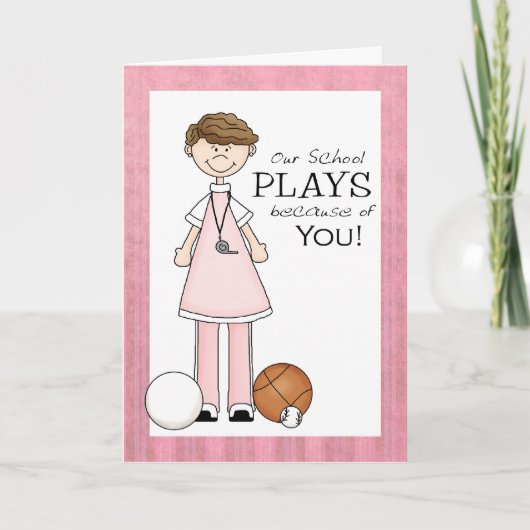 PE-Lehrerin Danke Karte (Vorderseite)