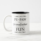 Pe-Paw-Tasse wie ein Großvater, außer viel mehr Sp Zweifarbige Tasse (Links)