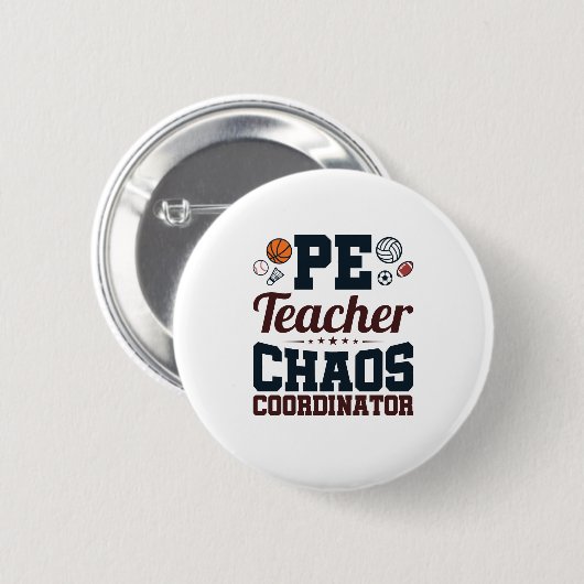 PE Teacher Chaos Koordinator Button (Vorne & Hinten)