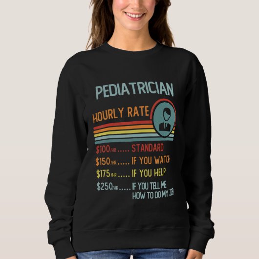 Pe Teacher Hourly Rate T-Shirt Retro Job Title Sweatshirt (Vorderseite)