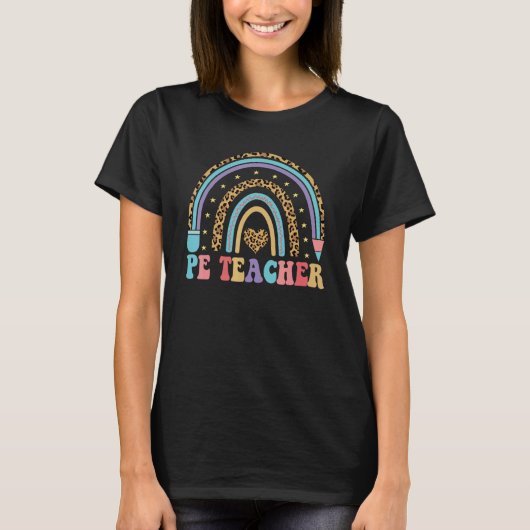 PE Teacher leopard Rainbow Physical Education Teac T-Shirt (Vorderseite)