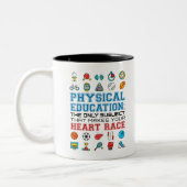 PE Teacher Phys Ed Gym Trainer Herzrasen Zweifarbige Tasse (Links)