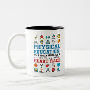 PE Teacher Phys Ed Gym Trainer Herzrasen Zweifarbige Tasse