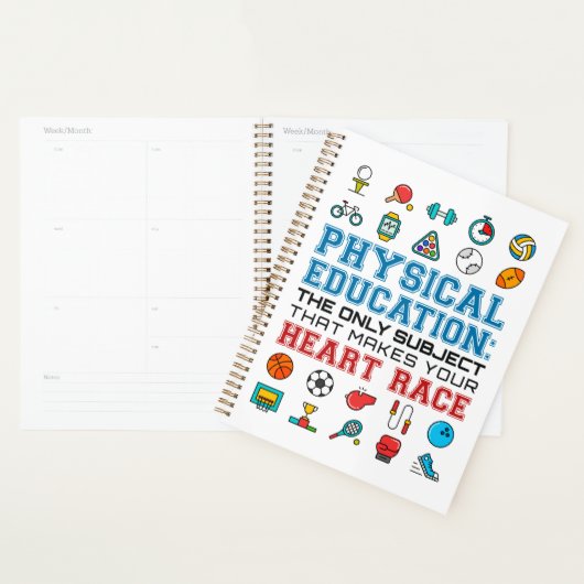 PE Teacher Phys Ed Gym Trainer Herzrennen Planer (Anzeige)