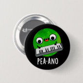Pea-ano Funny Music Veggie Pea Pun Dark BG Button (Vorne & Hinten)