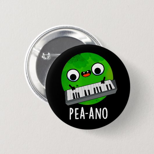 Pea-ano Funny Music Veggie Pea Pun Dark BG Button (Vorne & Hinten)