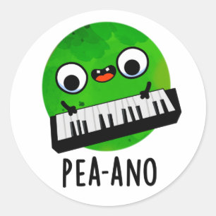 Pea-ano Funny Music Veggie Pea Pun Runder Aufkleber