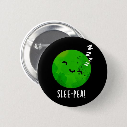 Pea Funny Sleeping Pea Pun Dark BG Button (Vorne & Hinten)
