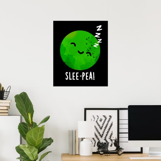 Pea Funny Sleeping Pea Pun Dark BG Poster (Heimbüro)