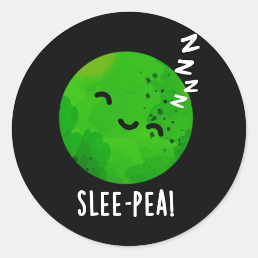 Pea Funny Sleeping Pea Pun Dark BG Runder Aufkleber (Vorderseite)