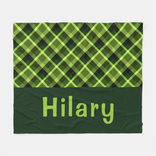Pea Green Kariert Monogram Medium Fleece Blanket (Vorderseite (Horizontal))