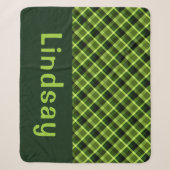 Pea Green Kariert Monogram Medium Sherpa Blanket Sherpadecke (Vorderseite)