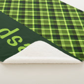 Pea Green Kariert Monogram Medium Sherpa Blanket Sherpadecke (3/4)