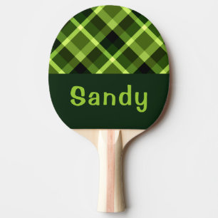 Pea Green Kariert Monogram Ping Pong Paddle Tischtennis Schläger