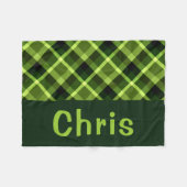 Pea Green Kariert Monogram Small Fleece Blanket (Vorderseite (Horizontal))