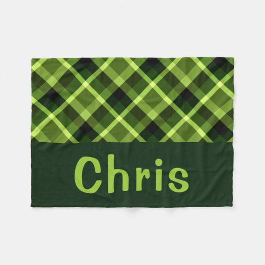 Pea Green Kariert Monogram Small Fleece Blanket (Vorderseite (Horizontal))