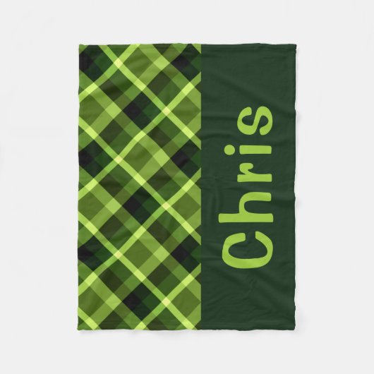 Pea Green Kariert Monogram Small Fleece Blanket (Vorderseite)