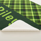 Pea Green Kariert Monogram Small Sherpa Blanket Sherpadecke (3/4)