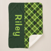 Pea Green Kariert Monogram Small Sherpa Blanket Sherpadecke (Vorderseite)
