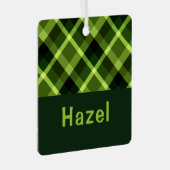 Pea Green Kariert Monogram Square Metal Ornament Aus Metall (Vorderseite Rechts)