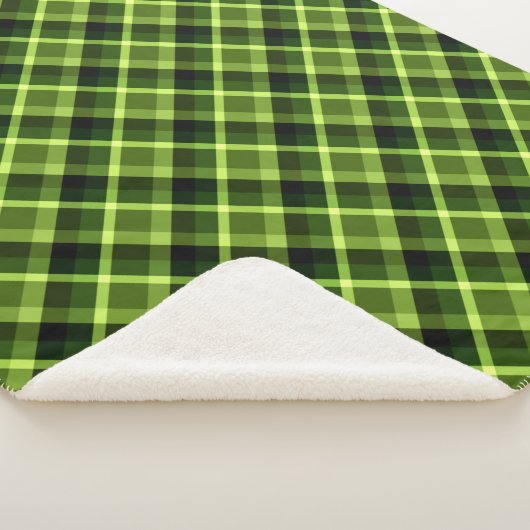 Pea Green Kariert Pattern Medium Sherpa Blanket Sherpadecke (3/4)