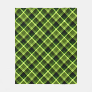 Pea Green Plaid Pattern Medium Fleece Blanket