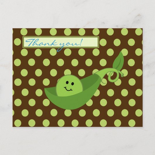 Pea in a Pod Boy Baby Dusche Danke Postkarte (Vorderseite)