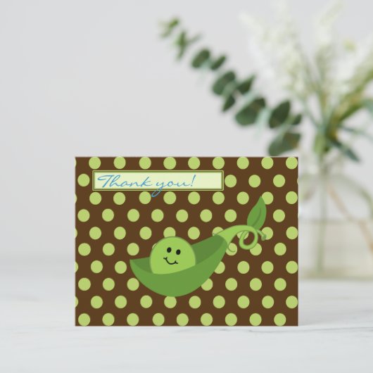 Pea in a Pod Boy Baby Dusche Danke Postkarte (Stehend Vorderseite)