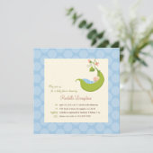 Pea in a Pod Boy Baby Shower Einladung (Stehend Vorderseite)