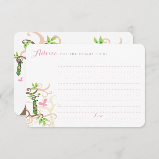 Pea in a Pod Garden Girl Baby Shower Mommy Hinweiskarte (Vorne/Hinten)