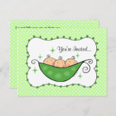 Pea in meinem Pod Triplets Baby Dusche Postkarte l (Vorne/Hinten)