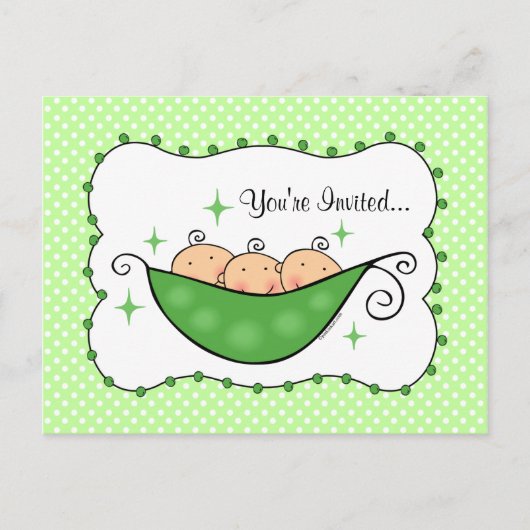 Pea in meinem Pod Triplets Baby Dusche Postkarte l (Vorderseite)