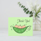 Pea in meinem Pod Triplets Danke Postcard Postkarte (Stehend Vorderseite)