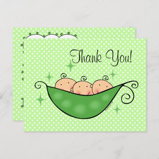 Pea in meinem Pod Triplets Danke Postcard Postkarte (Vorne/Hinten)