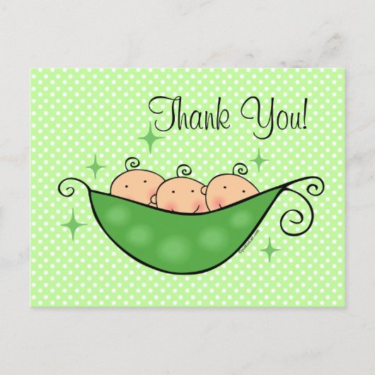 Pea in meinem Pod Triplets Danke Postcard Postkarte (Vorderseite)