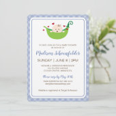 Pea in the Pod Baby Shower Invitation (Boy) Einladung (Stehend Vorderseite)