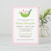 Pea in the Pod Baby Shower Invitation (Girl) Einladung (Stehend Vorderseite)