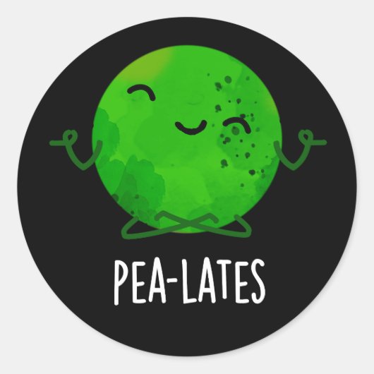 Pea lates Funny Pilates Pea Pun Dark BG Runder Aufkleber (Vorderseite)