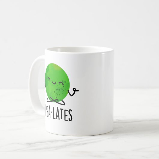 Pea-lates Funny Pilates Pea Pun Kaffeetasse (Vorderseite Links)