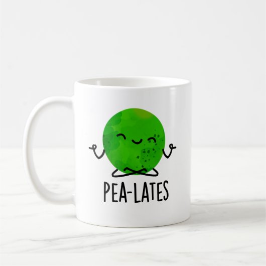 Pea-lates Funny Pilates Pea Pun Kaffeetasse (Links)