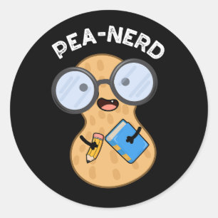 Pea-Nerd Funny Nerd Peanut Pun Dark BG Runder Aufkleber
