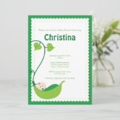 Pea Pod Babydusche Einladung (Stehend Vorderseite)
