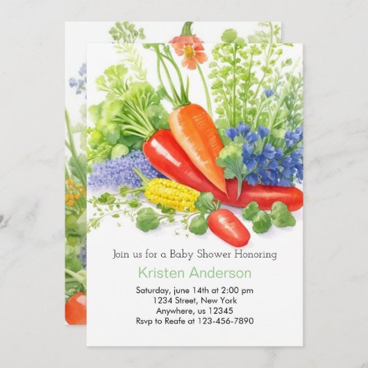 Pea Pod Harvest Baby Shower Einladung (Vorne/Hinten)