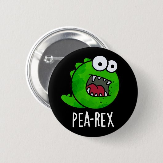 Pea Rex Funny Dinosaur Veggie TRex Pun Dark BG Button (Vorne & Hinten)