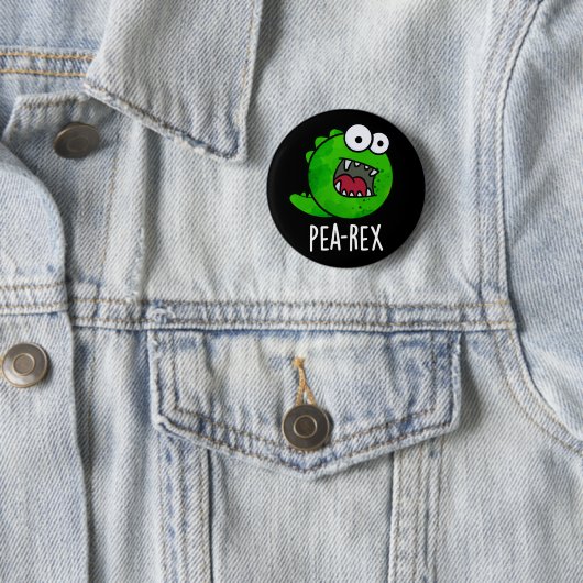 Pea Rex Funny Dinosaur Veggie TRex Pun Dark BG Button (Beispiel)