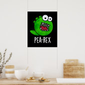 Pea Rex Funny Dinosaur Veggie TRex Pun Dark BG Poster (Küche)